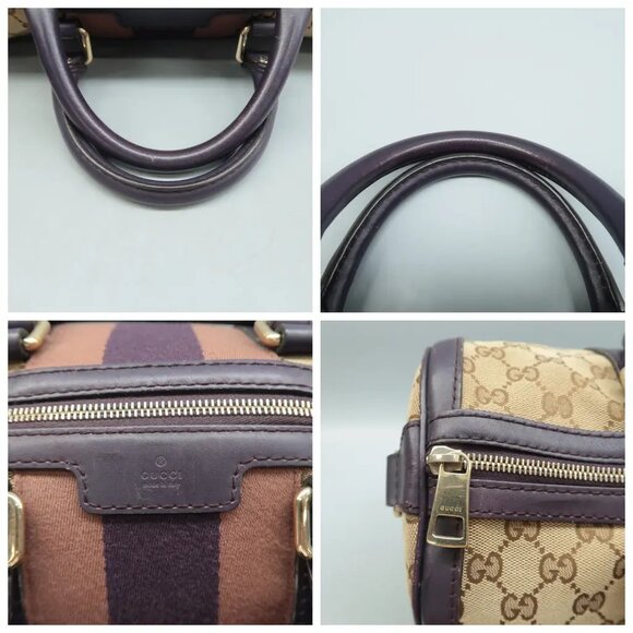 100% Authentic GUCCI Boston Brown GG Canvas Satchel 571-091824 - Picture 8 of 12